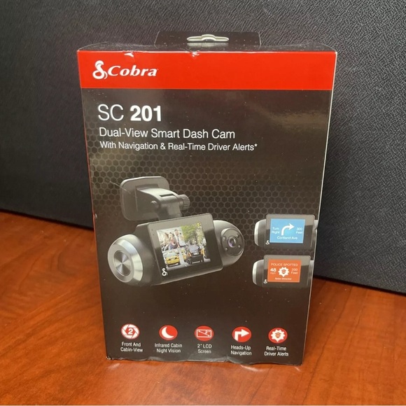 Cobra-SC 201 Dual-View Smart Dash Cam with Built-In Cabin View Brand New - Picture 1 of 15